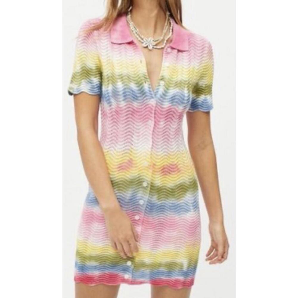 Urban Outfitters UO Dezi Tie-Dye Polo Mini Dress Large New